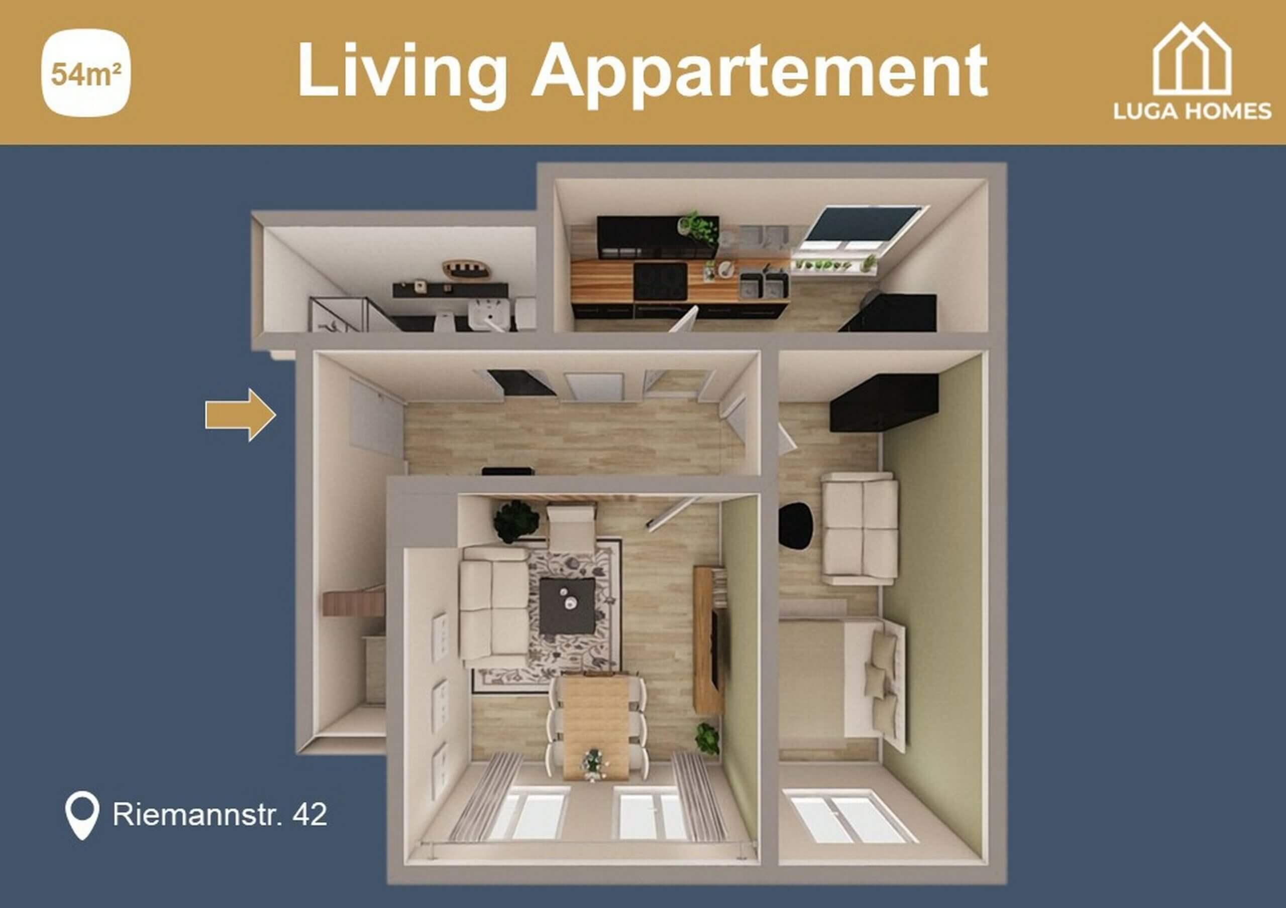 *Living* 2-Zimmer-Appartement mit Küche